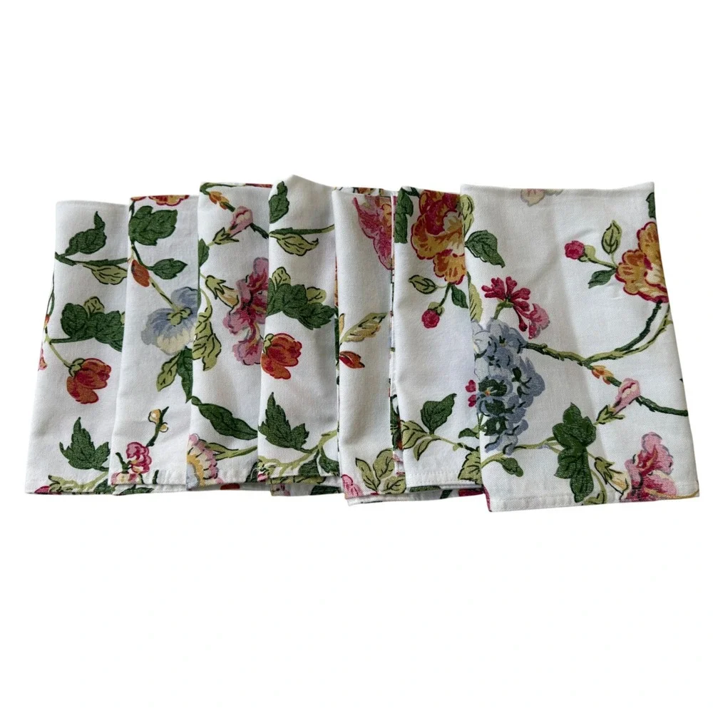 Lauren Ralph Lauren Set of 7 Daniella Floral Cotton Napkin 20x19 Vintage Cottage